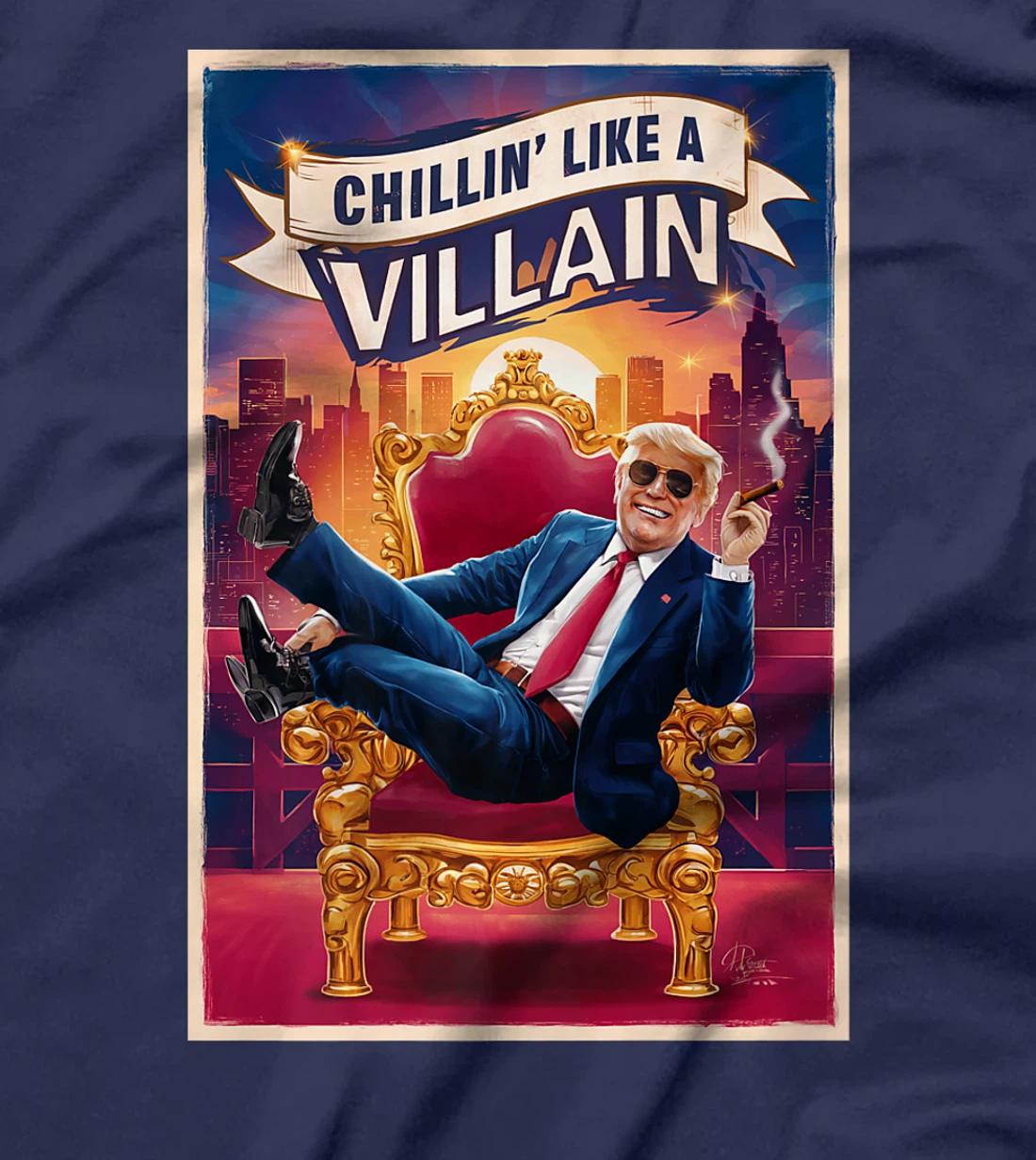 Funny Donald Trump on a Throne Chillin' Like A Villain Premium T-Shirt
