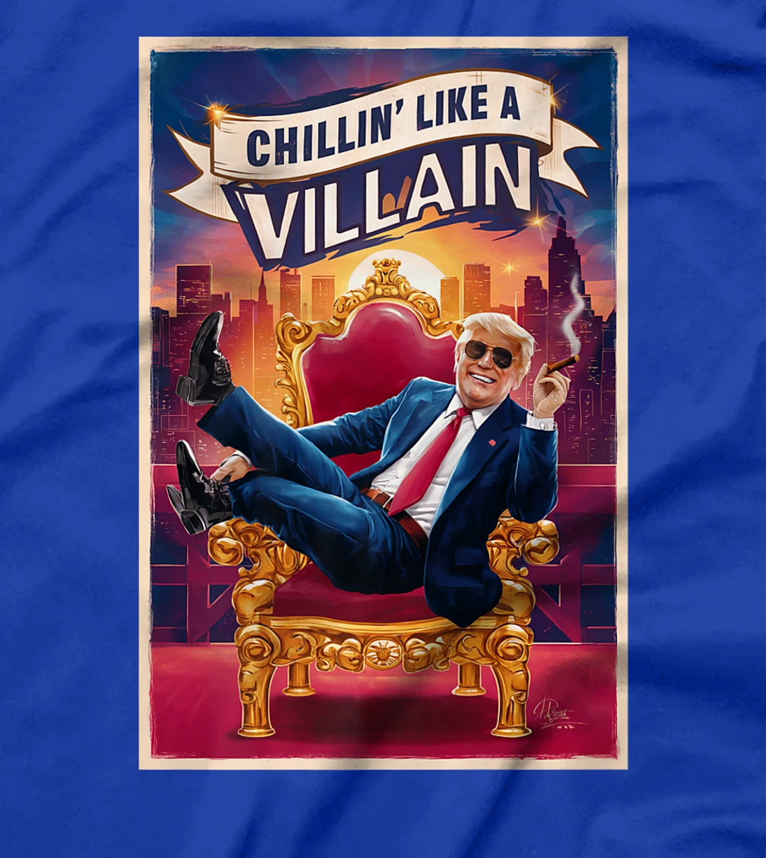 Funny Donald Trump on a Throne Chillin' Like A Villain Premium T-Shirt