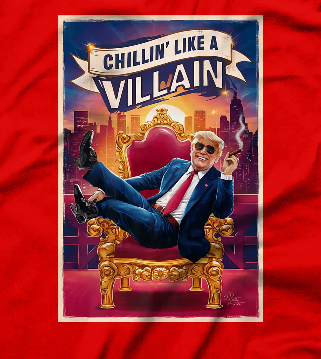 Funny Donald Trump on a Throne Chillin' Like A Villain Premium T-Shirt
