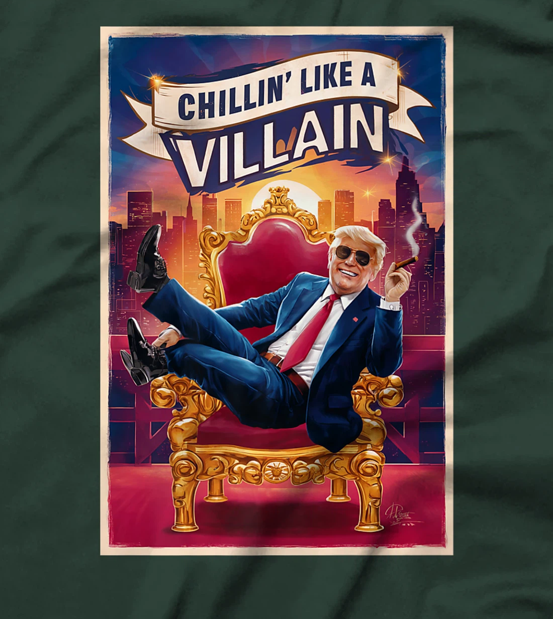 Funny Donald Trump on a Throne Chillin' Like A Villain Premium T-Shirt