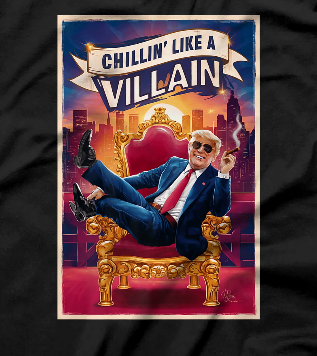 Funny Donald Trump on a Throne Chillin' Like A Villain Premium T-Shirt