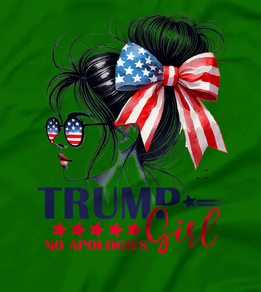 Trump Girl No Apologies American Flag Trump 2024 Messy Bun Premium T-Shirt