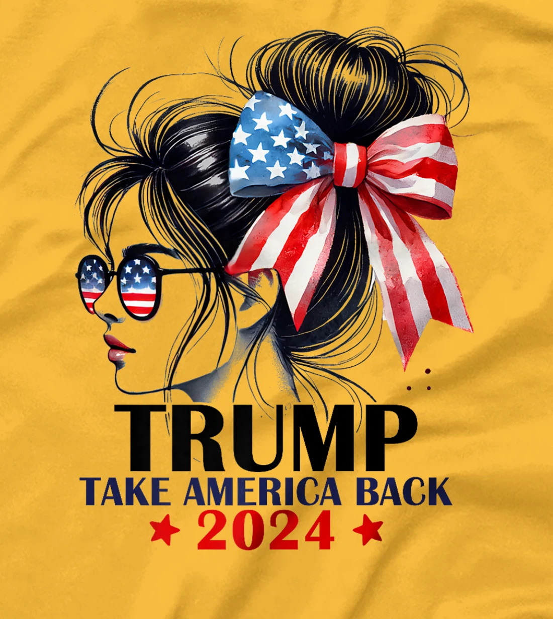 Trump 2024 Take America Back Messy Bun Girl American Flag Premium T-Shirt