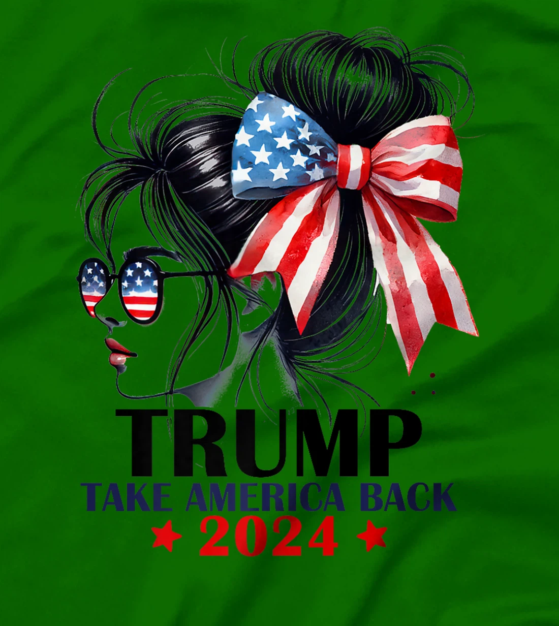 Trump 2024 Take America Back Messy Bun Girl American Flag Premium T-Shirt