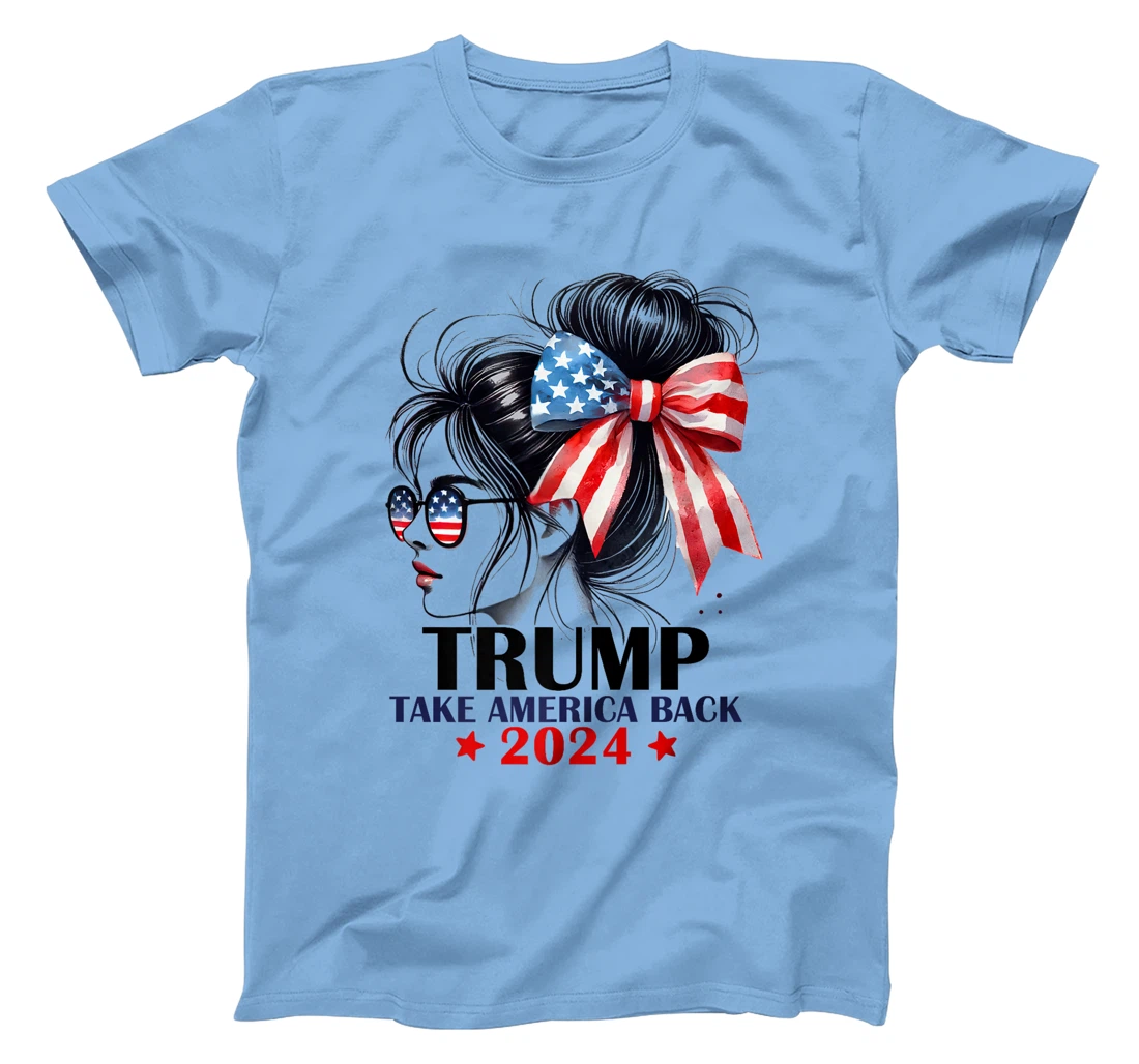 Trump 2024 Take America Back Messy Bun Girl American Flag Premium T-Shirt
