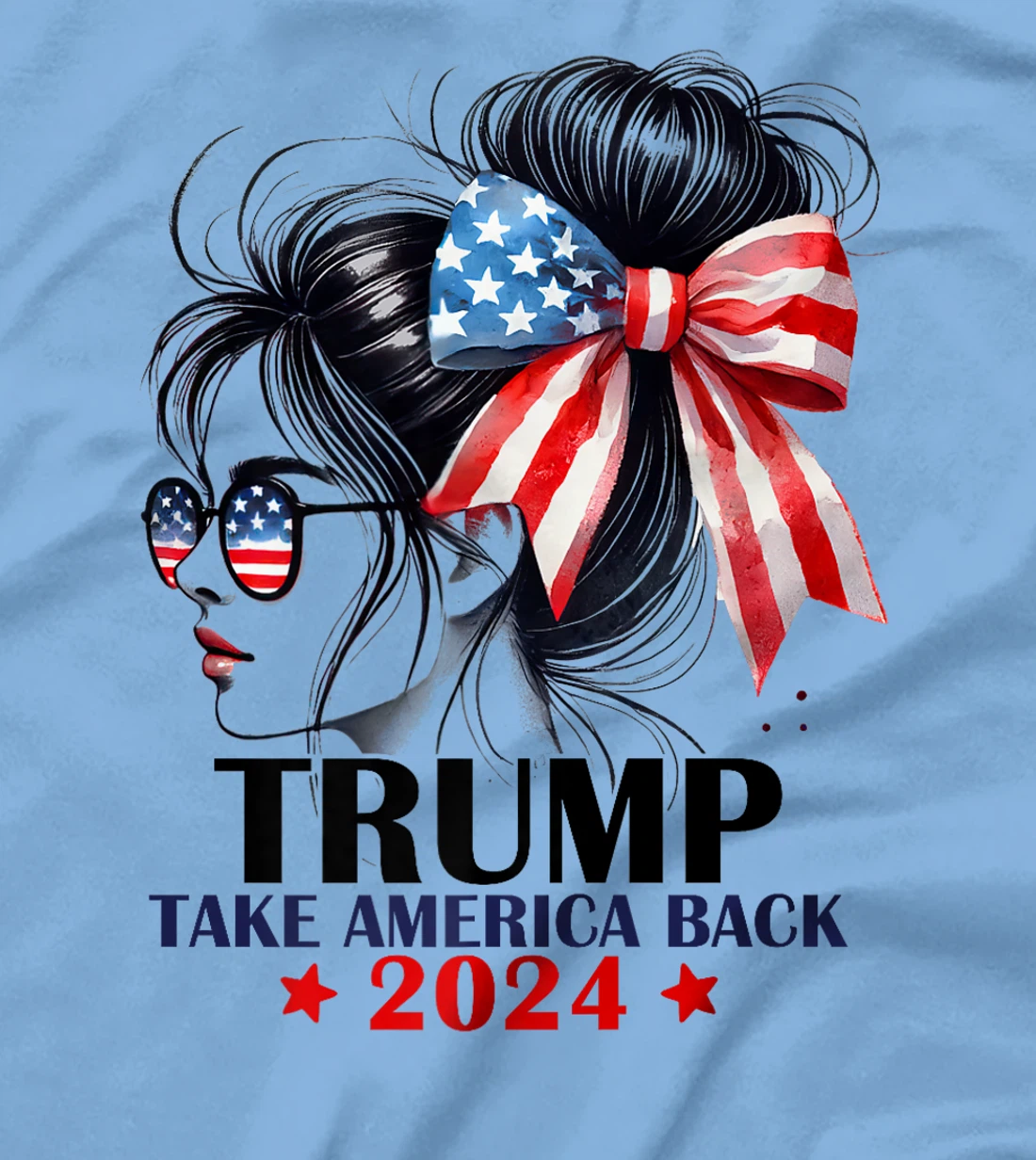 Trump 2024 Take America Back Messy Bun Girl American Flag Premium T-Shirt