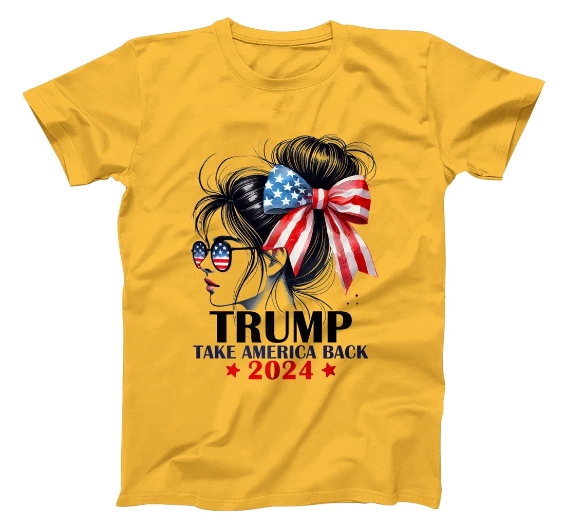 Trump 2024 Take America Back Messy Bun Girl American Flag Premium T-Shirt