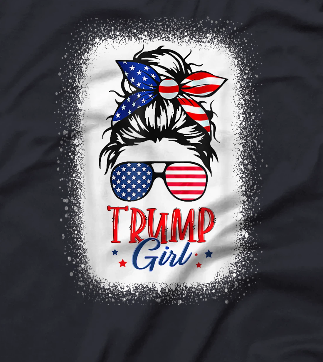 Trump Girl Messy Bun Trump 2024 Election American Flag T-Shirt
