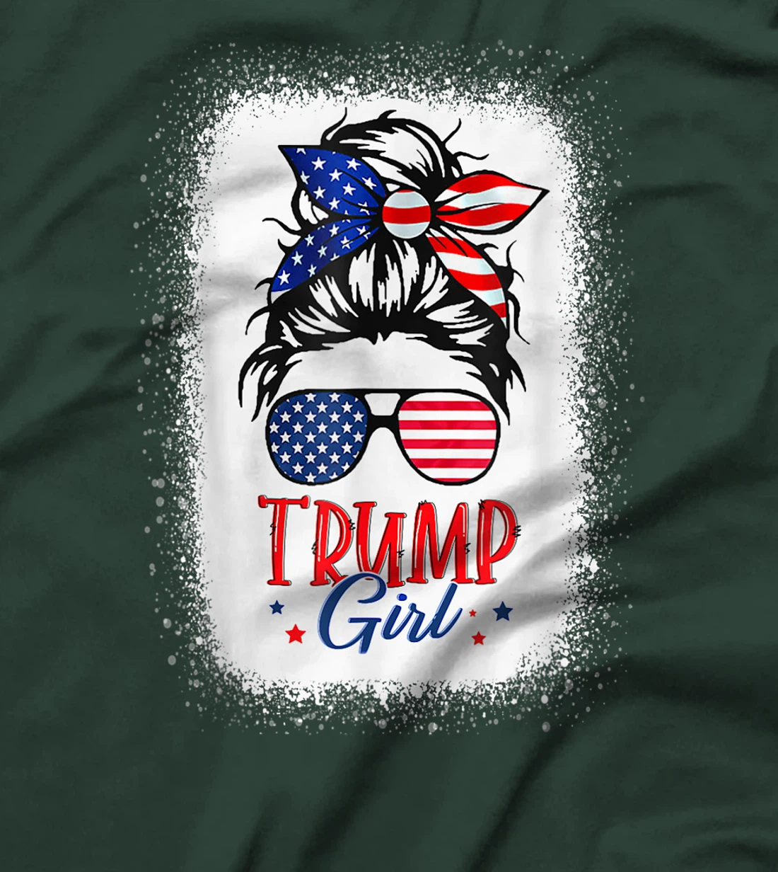 Trump Girl Messy Bun Trump 2024 Election American Flag T-Shirt