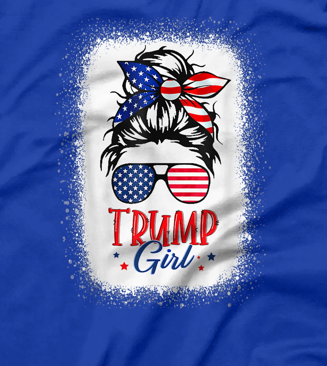 Trump Girl Messy Bun Trump 2024 Election American Flag T-Shirt