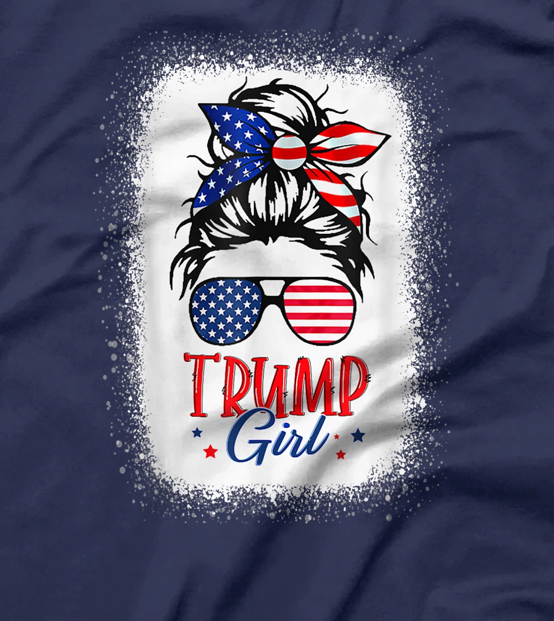 Trump Girl Messy Bun Trump 2024 Election American Flag T-Shirt