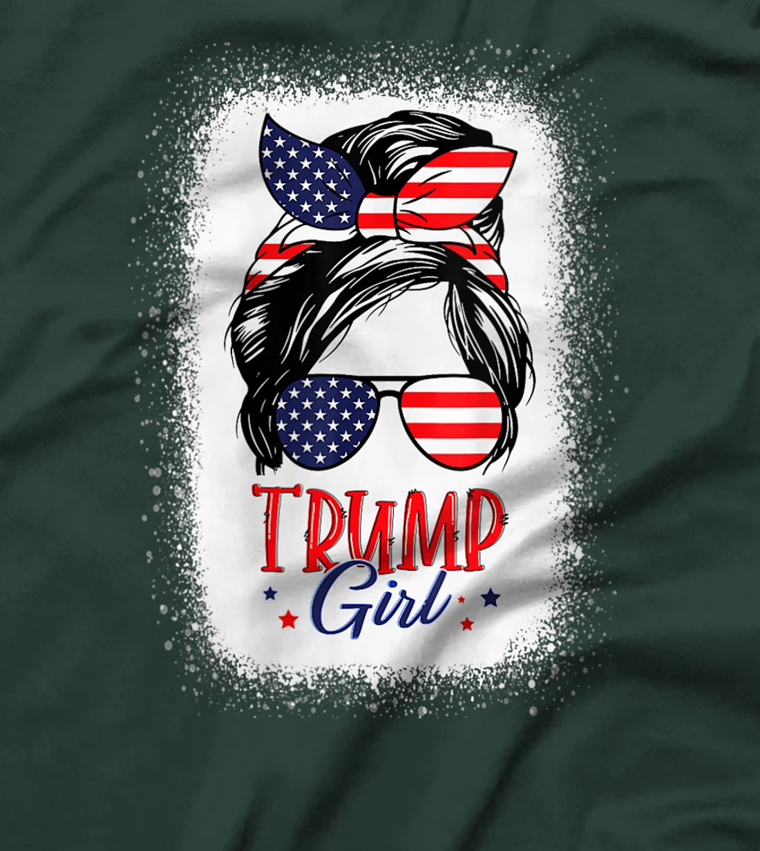 Womens Trump Girl Messy Bun Trump 2024 Election American Flag Funny T-Shirt