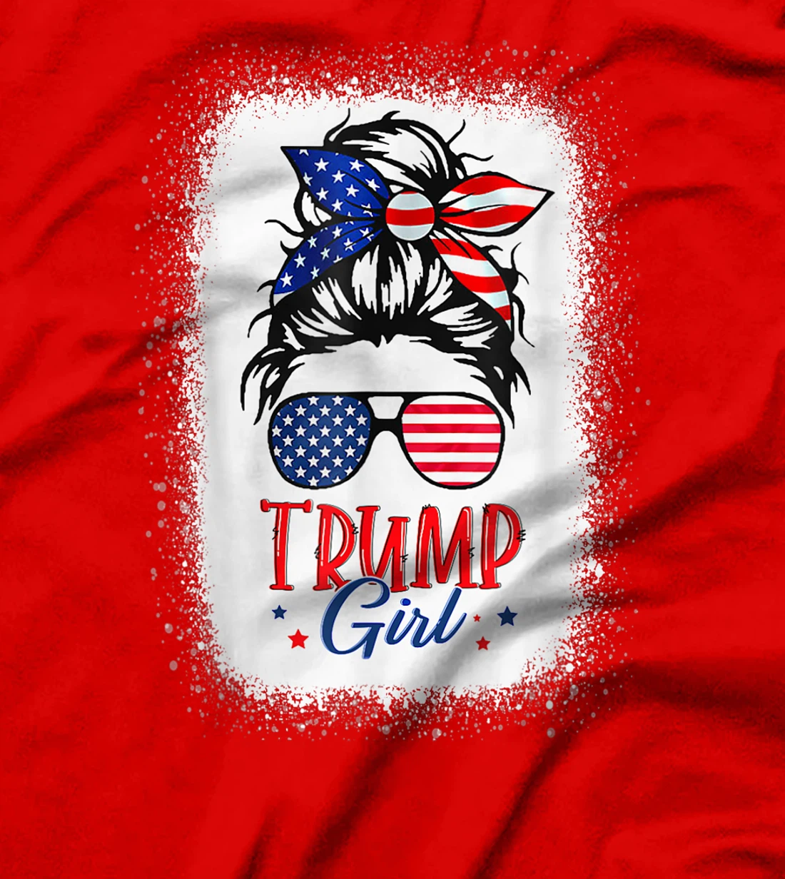 Trump Girl Messy Bun Trump 2024 Election American Flag T-Shirt