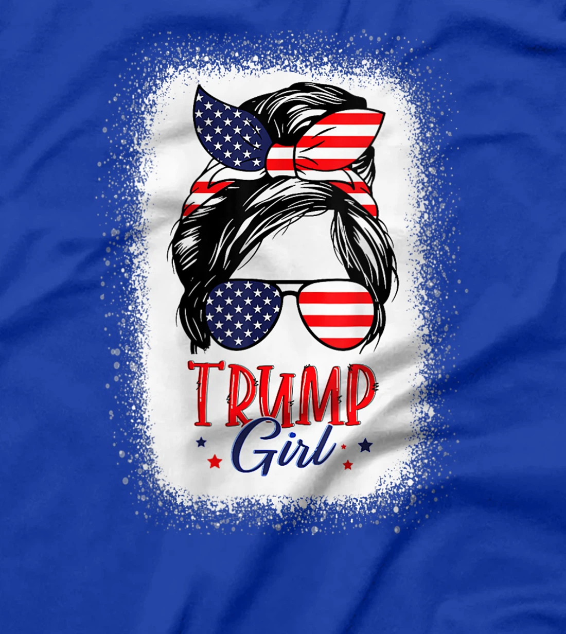 Womens Trump Girl Messy Bun Trump 2024 Election American Flag Funny T-Shirt