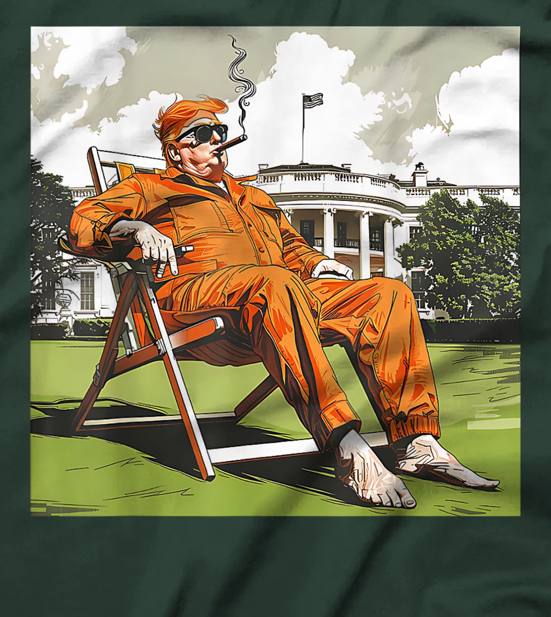 Funny Donald Trump Sitting On A Deck Chair Convicted Felon T-Shirt