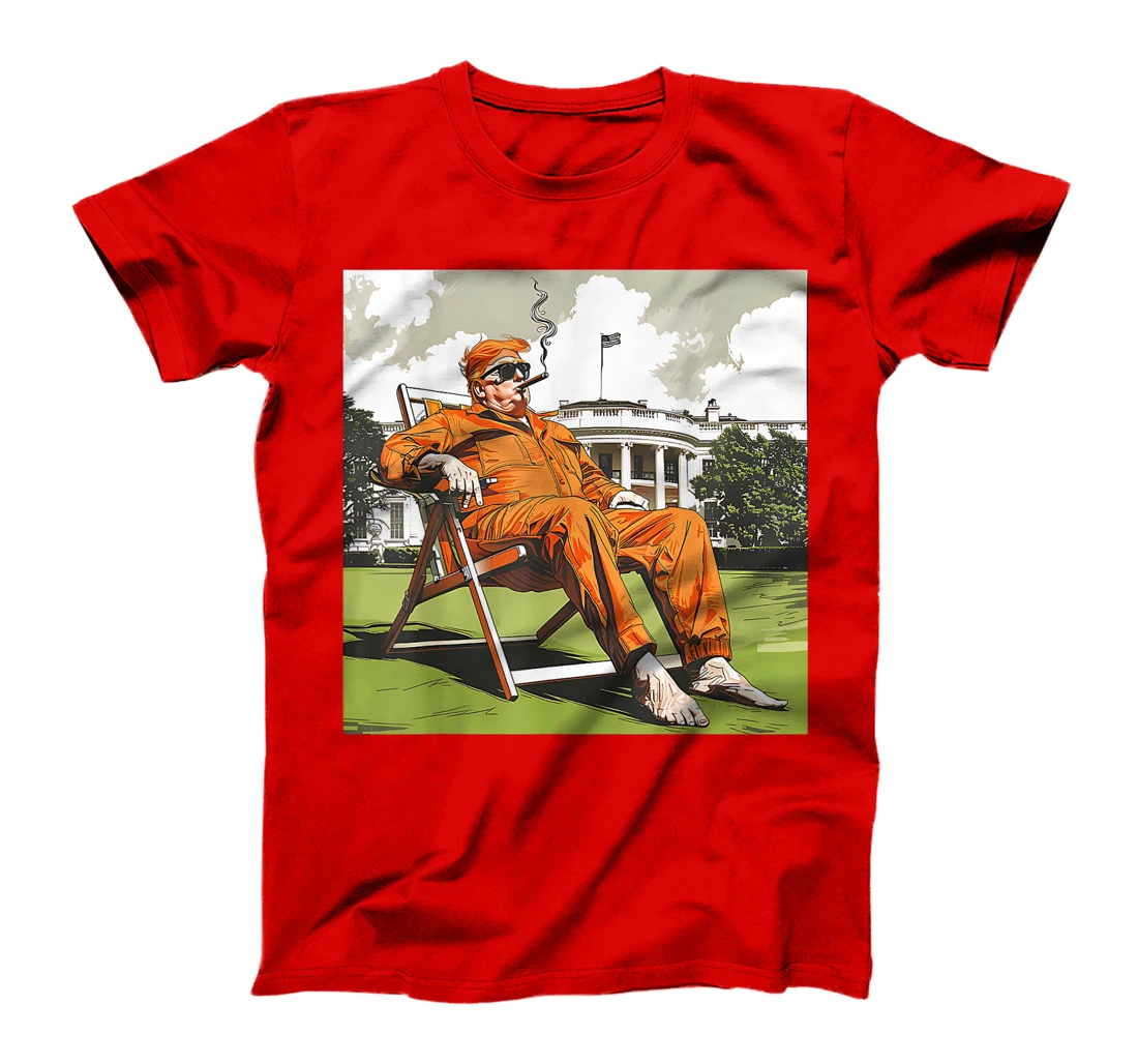 Funny Donald Trump Sitting On A Deck Chair Convicted Felon T-Shirt