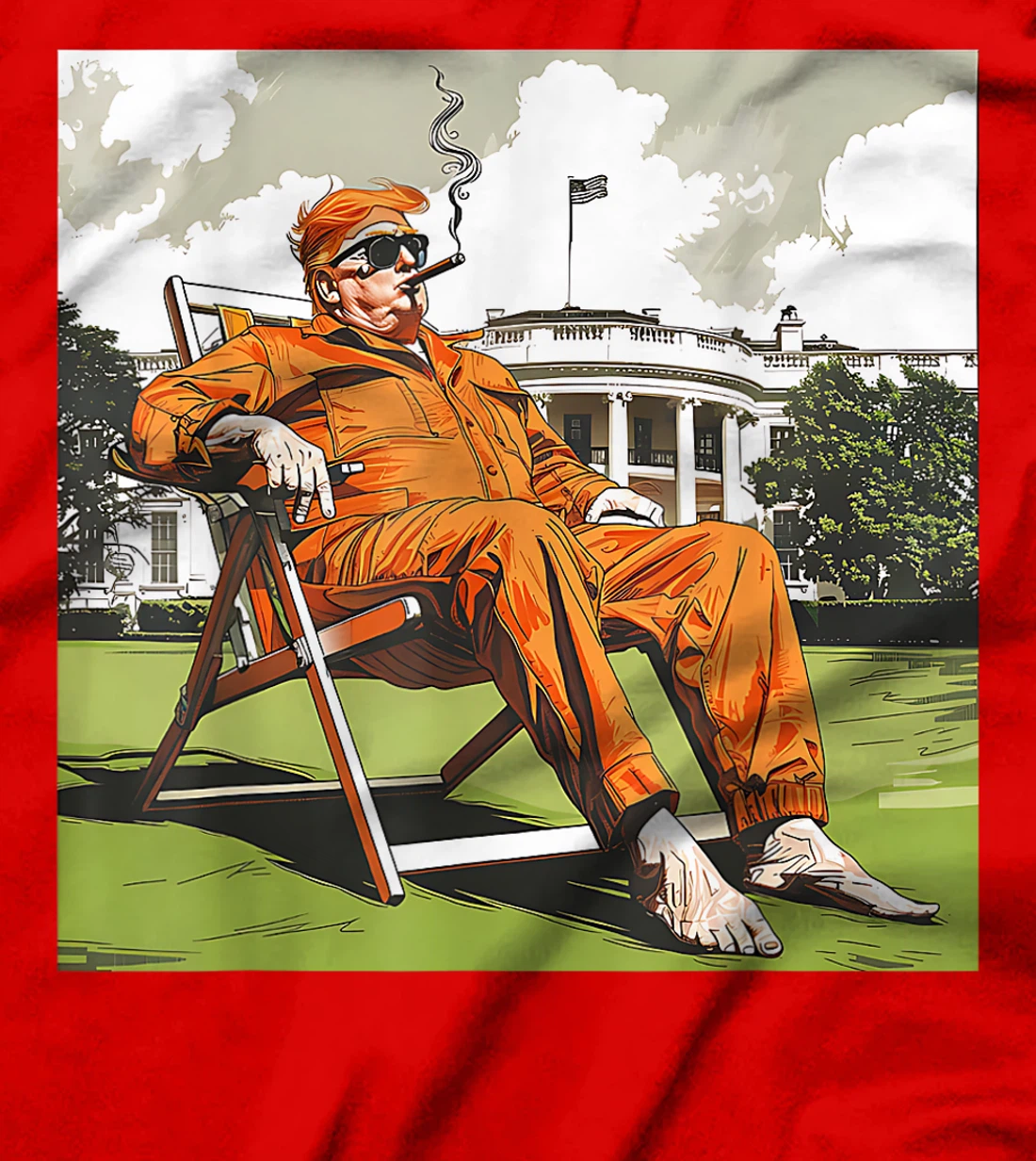 Funny Donald Trump Sitting On A Deck Chair Convicted Felon T-Shirt