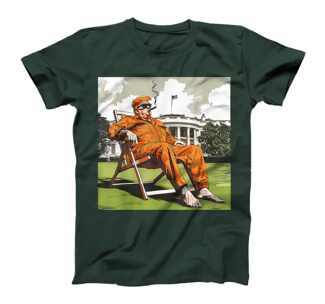 Funny Donald Trump Sitting On A Deck Chair Convicted Felon T-Shirt