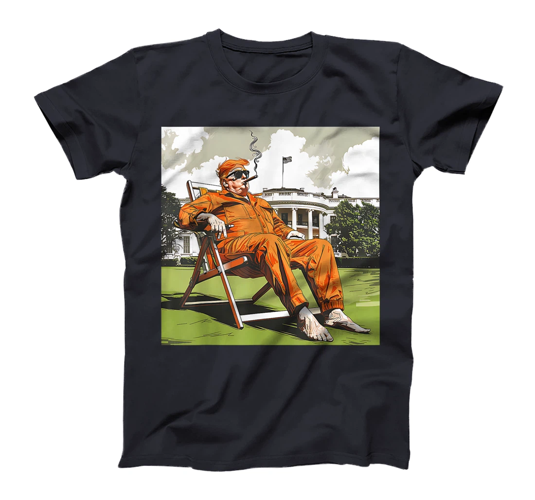 Funny Donald Trump Sitting On A Deck Chair Convicted Felon T-Shirt