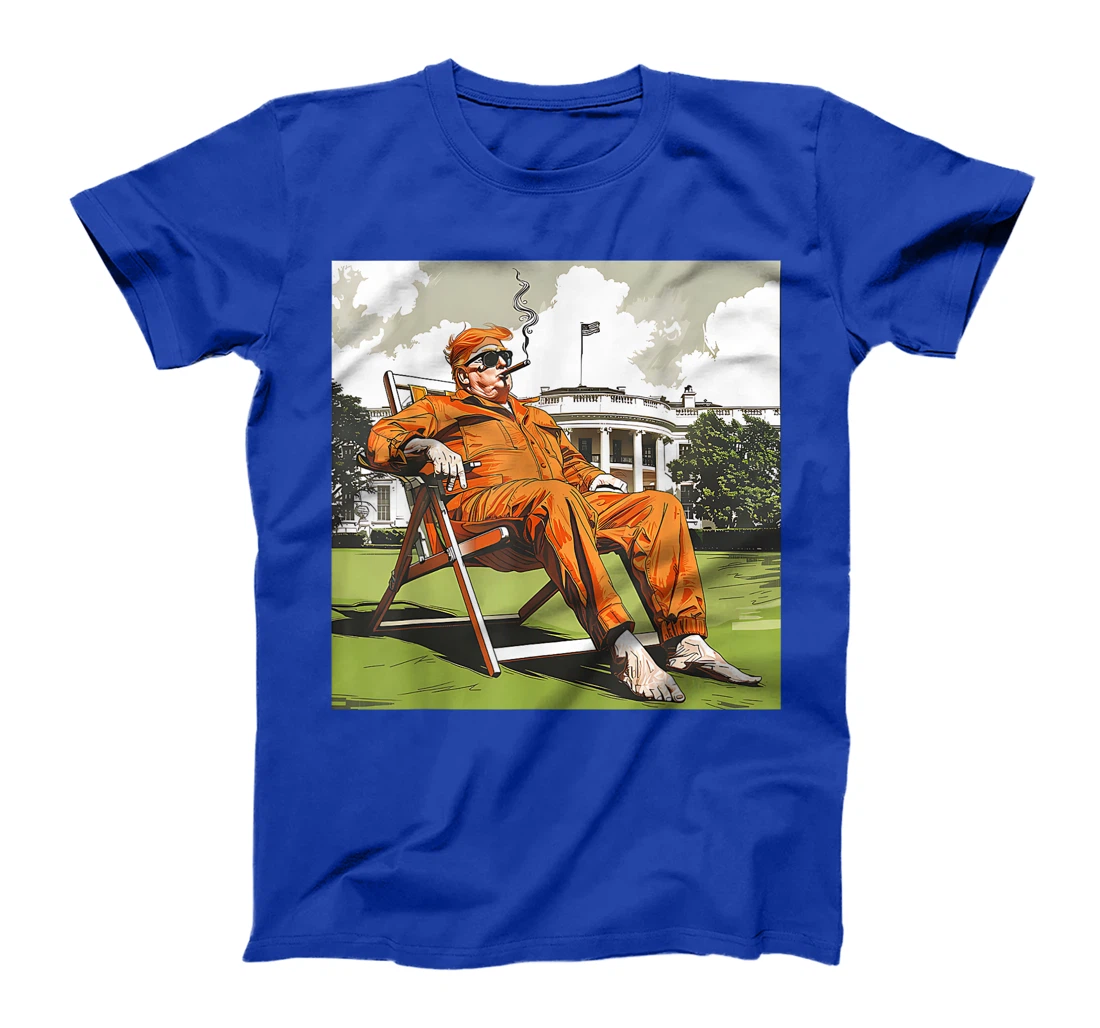Funny Donald Trump Sitting On A Deck Chair Convicted Felon T-Shirt