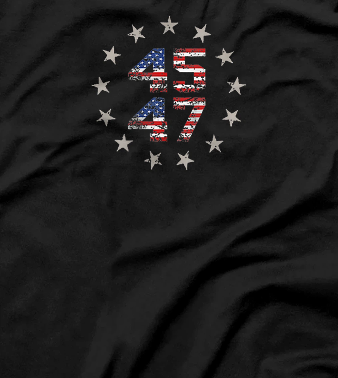 Two Side 45 47 Trump 2024 American Flag (on back) T-Shirt