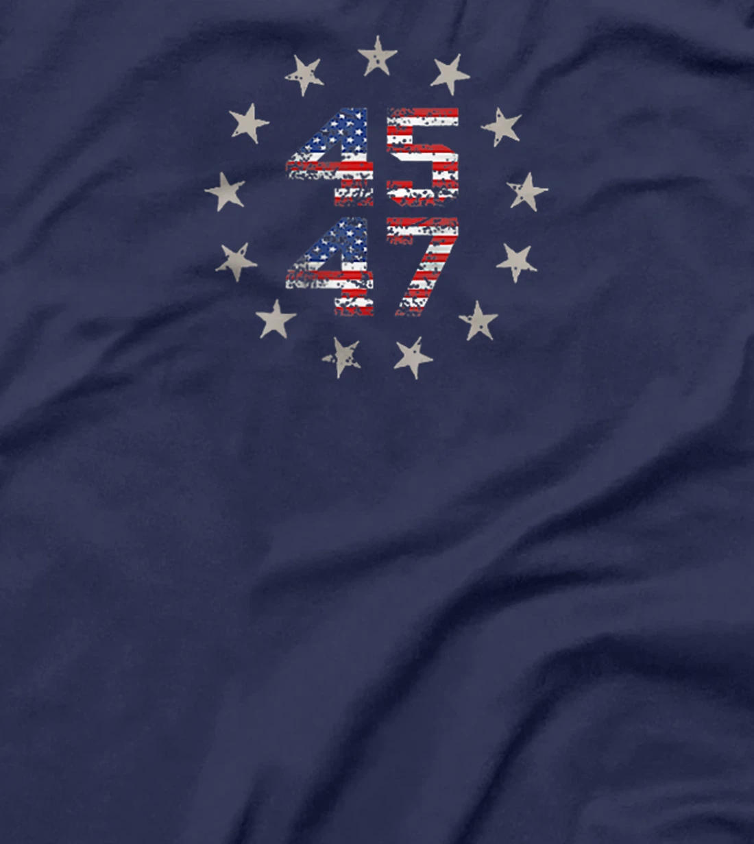 Two Side 45 47 Trump 2024 American Flag (on back) T-Shirt