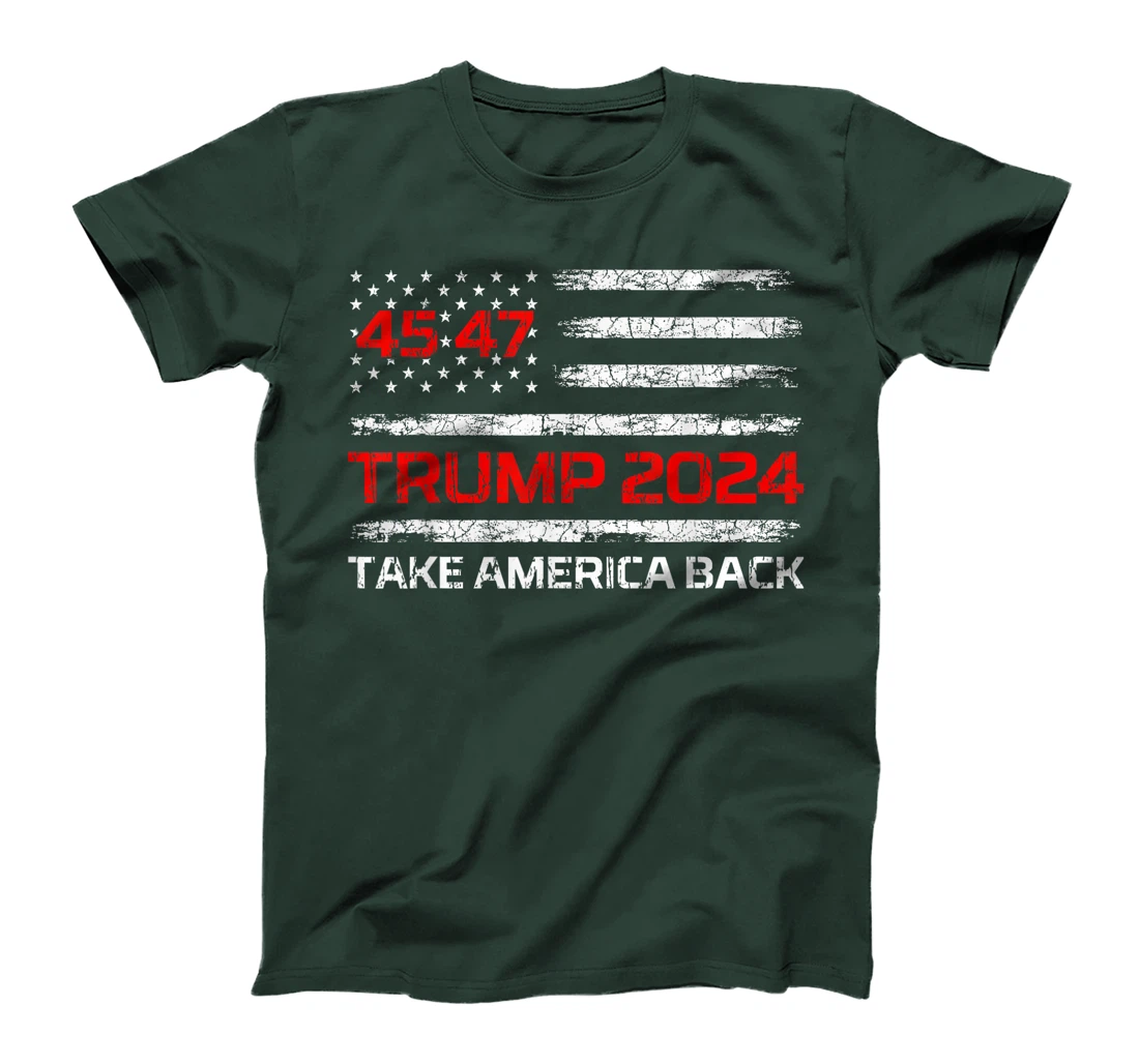 Trump 2024 45 47 USA American Flag Vintage Retro 4547 Trump T-Shirt