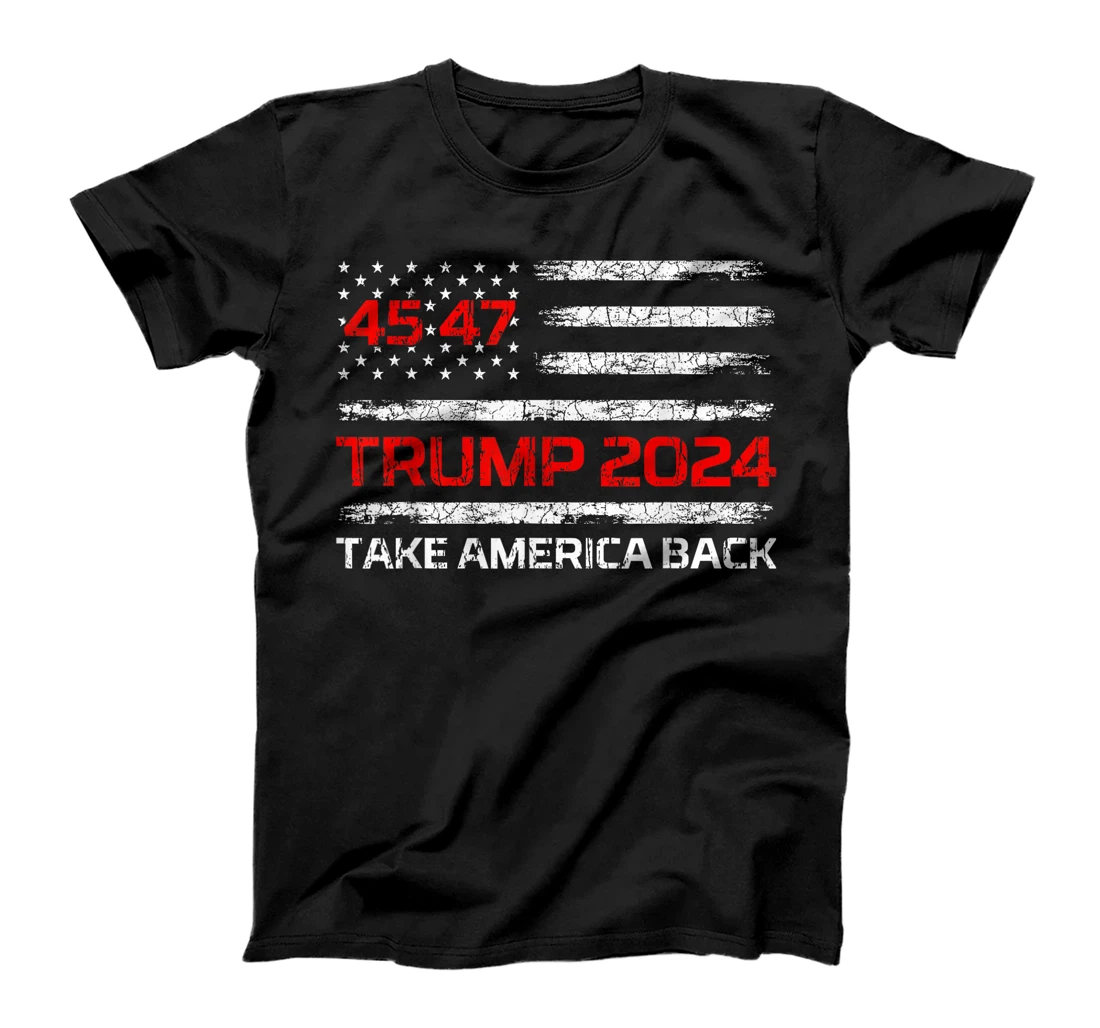 Trump 2024 45 47 USA American Flag Vintage Retro 4547 Trump T-Shirt