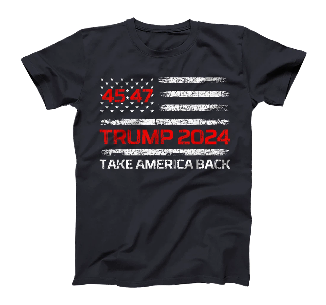 Trump 2024 45 47 USA American Flag Vintage Retro 4547 Trump T-Shirt