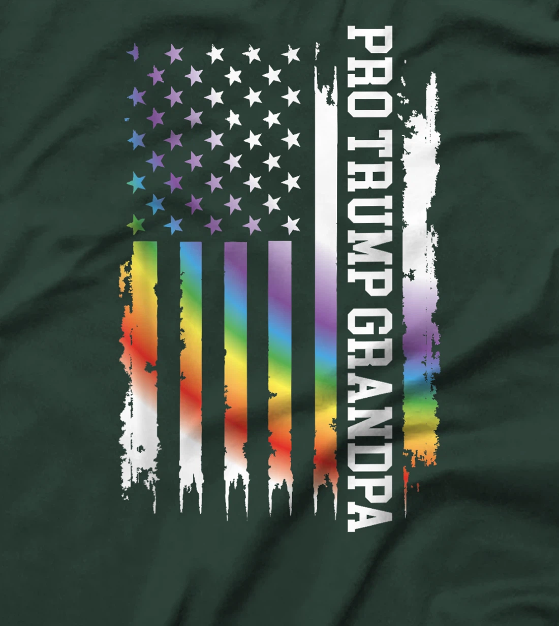 Pro Trump Grandpa United States Rainbow w US Flag T-Shirt