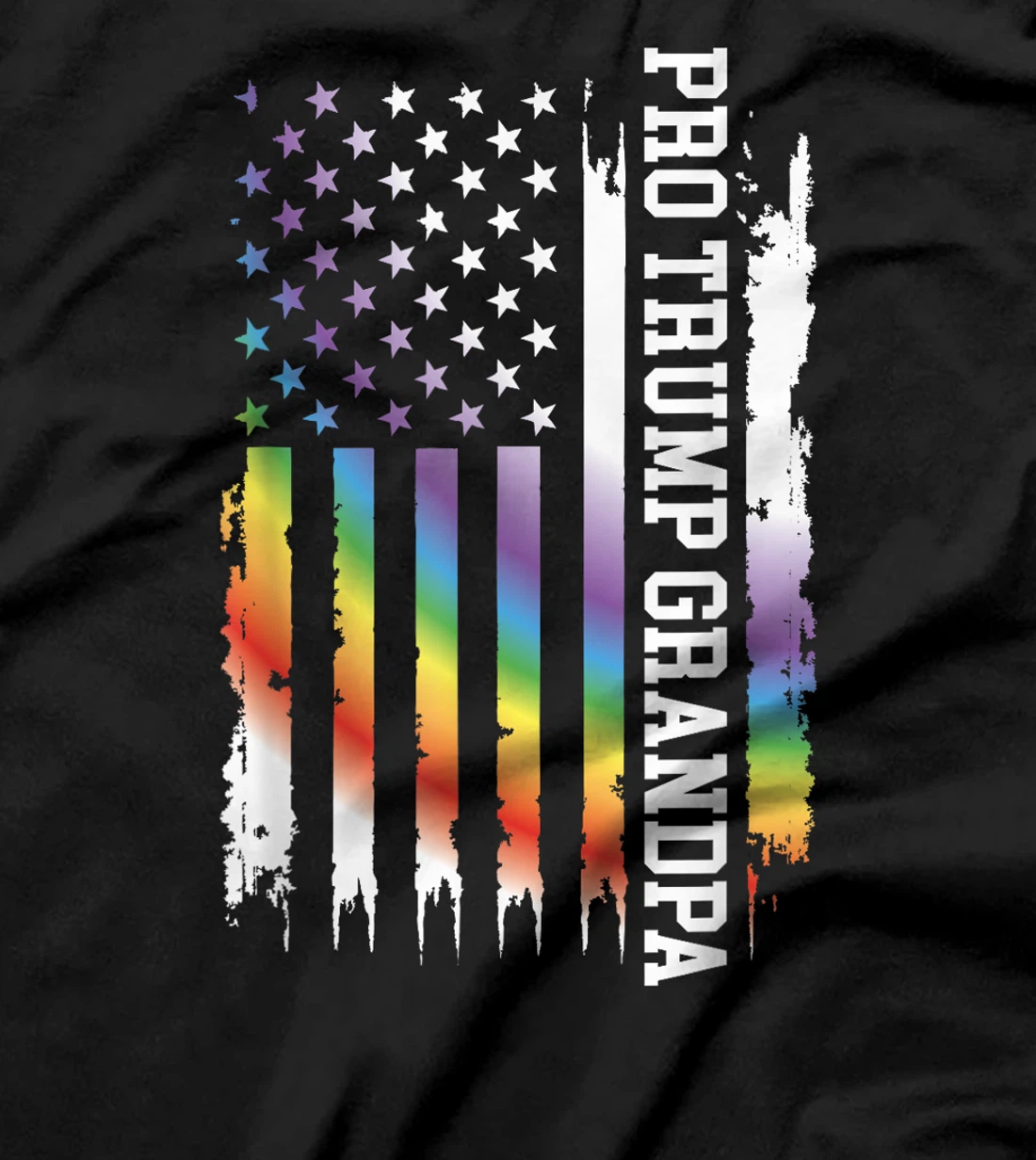Pro Trump Grandpa United States Rainbow w US Flag T-Shirt