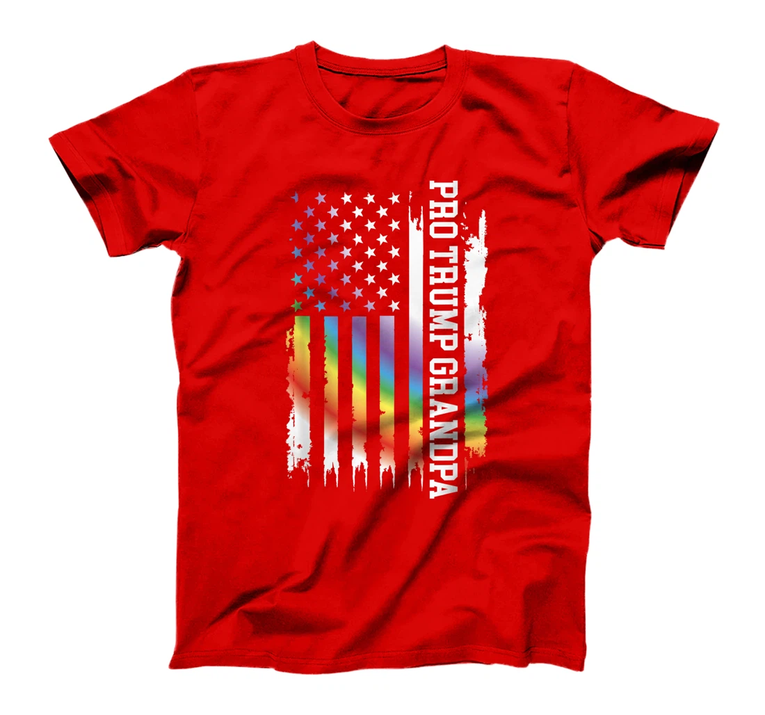Pro Trump Grandpa United States Rainbow w US Flag T-Shirt