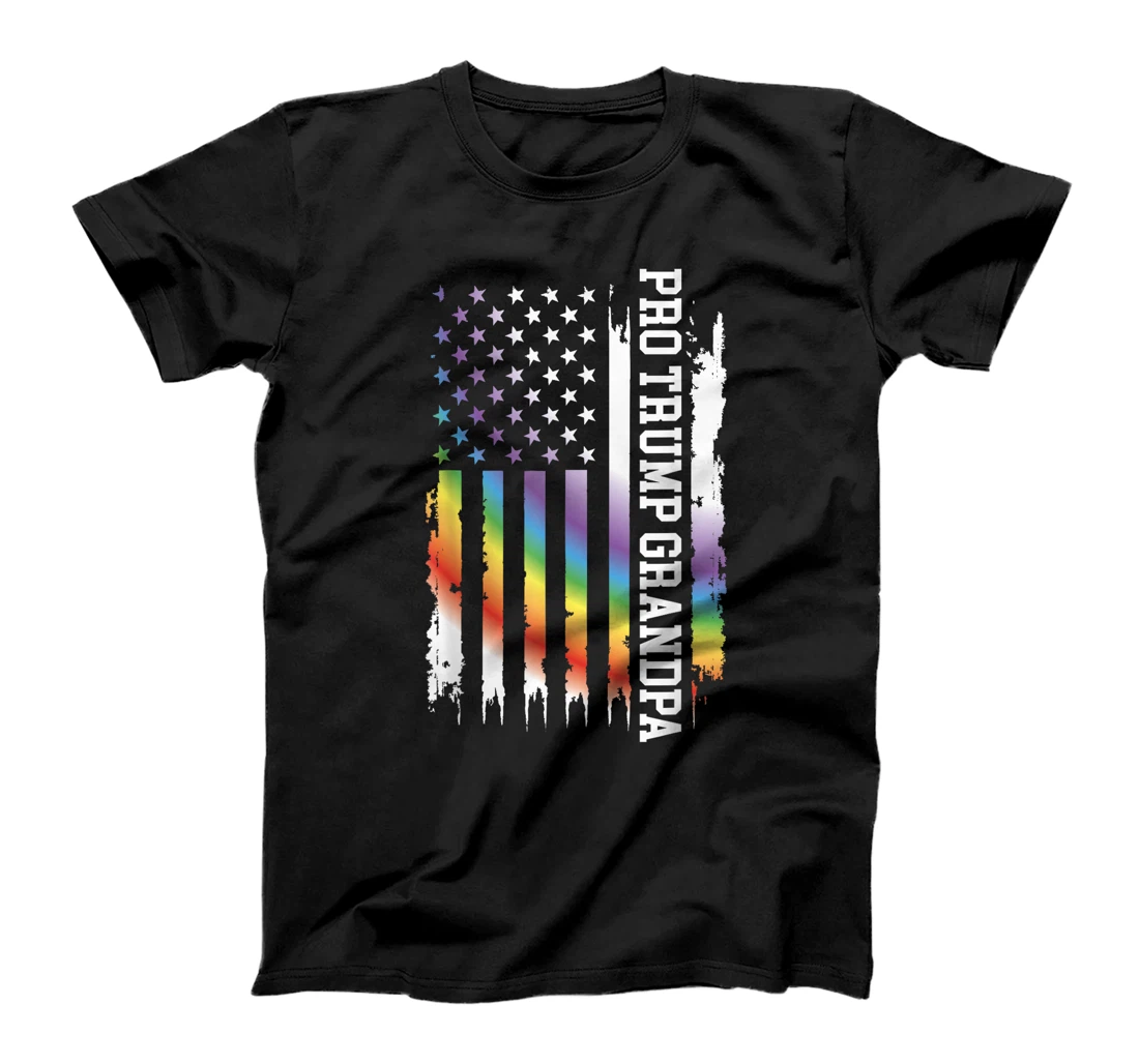 Pro Trump Grandpa United States Rainbow w US Flag T-Shirt