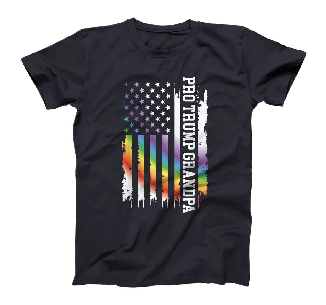 Pro Trump Grandpa United States Rainbow w US Flag T-Shirt