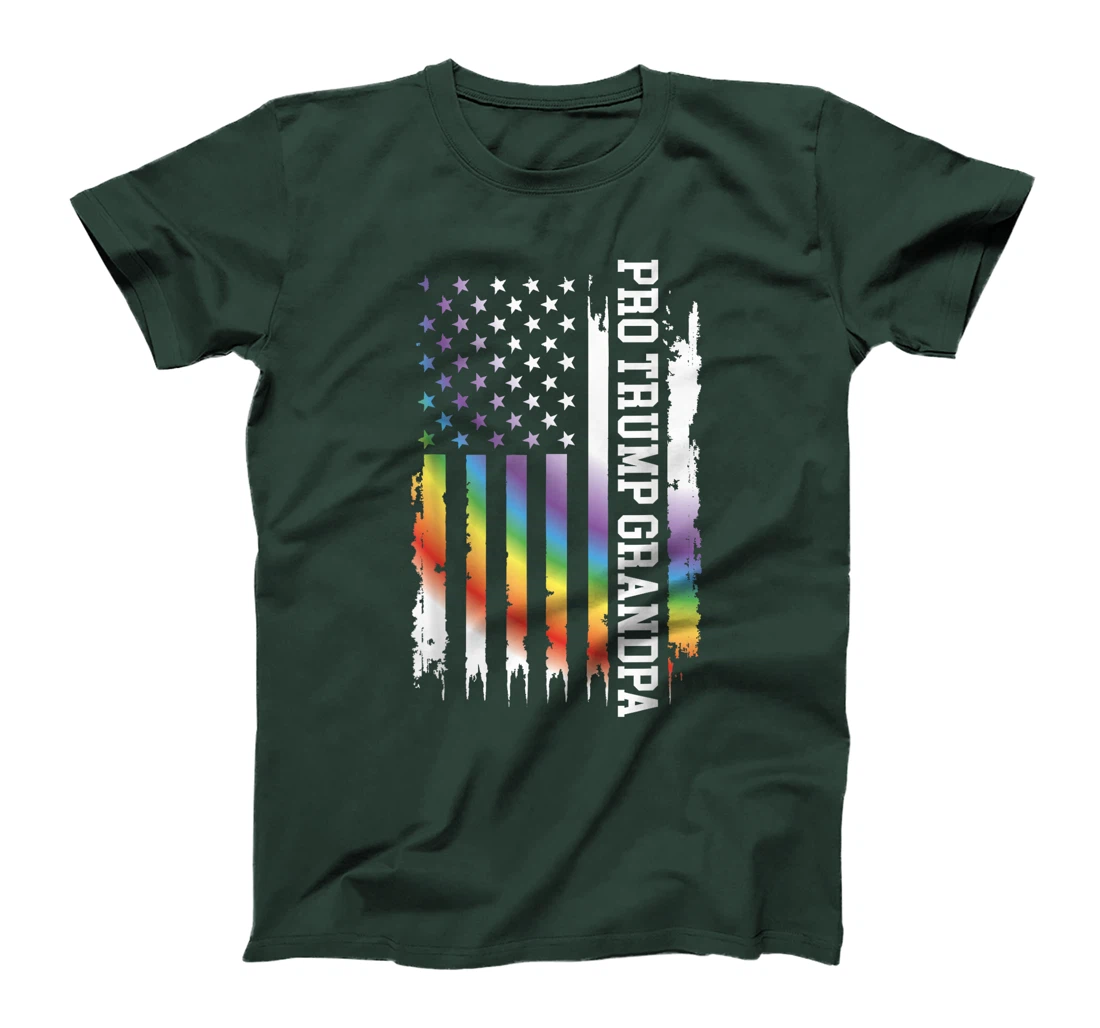 Pro Trump Grandpa United States Rainbow w US Flag T-Shirt
