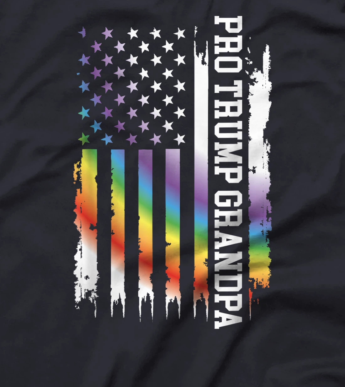 Pro Trump Grandpa United States Rainbow w US Flag T-Shirt