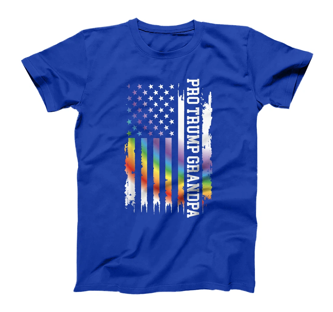 Pro Trump Grandpa United States Rainbow w US Flag T-Shirt