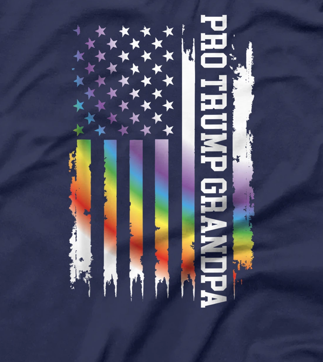 Pro Trump Grandpa United States Rainbow w US Flag T-Shirt