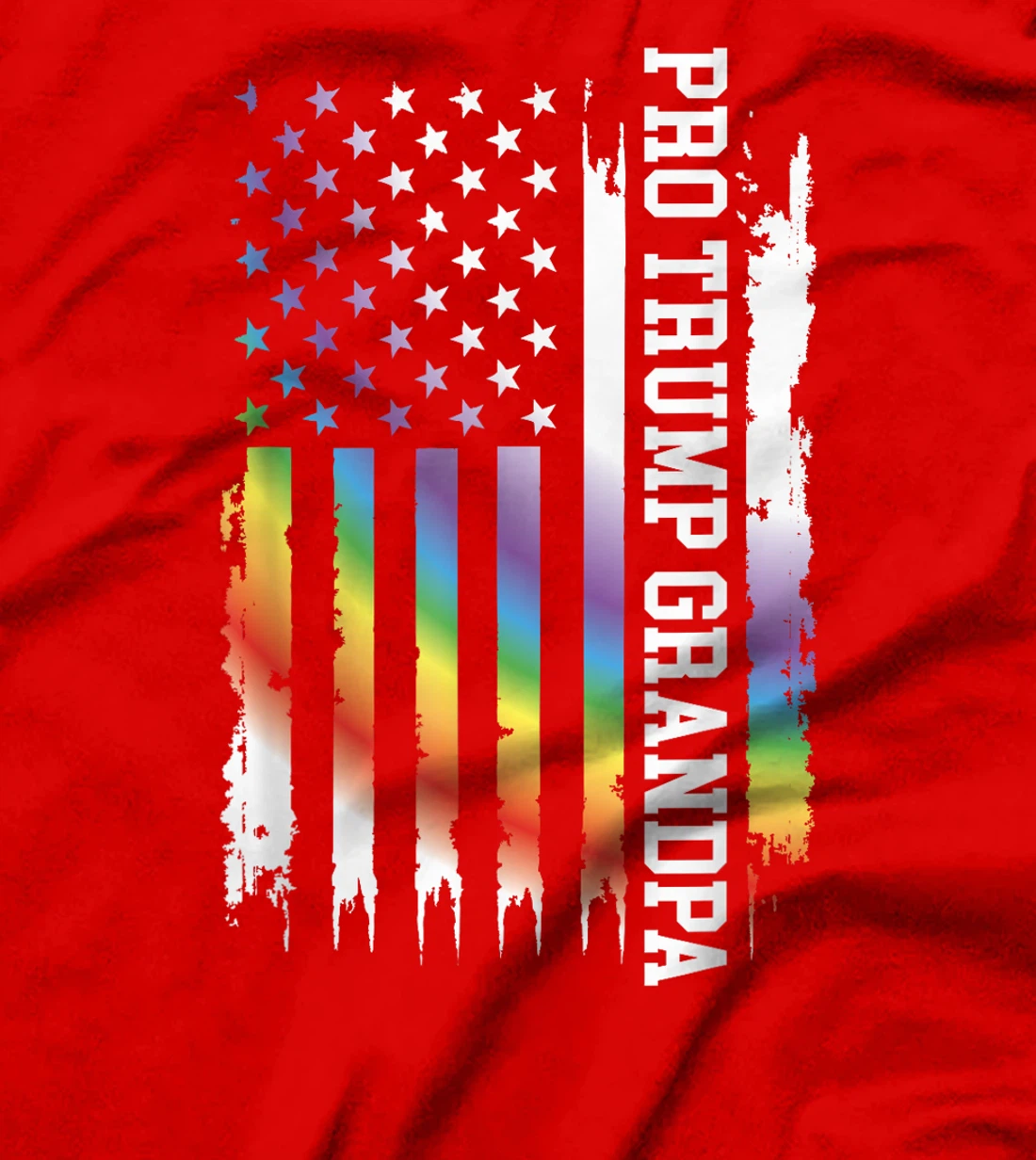 Pro Trump Grandpa United States Rainbow w US Flag T-Shirt