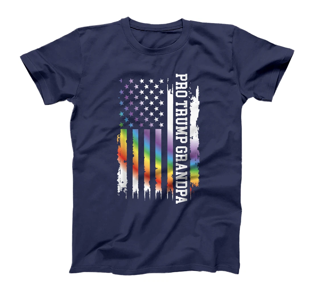 Pro Trump Grandpa United States Rainbow w US Flag T-Shirt