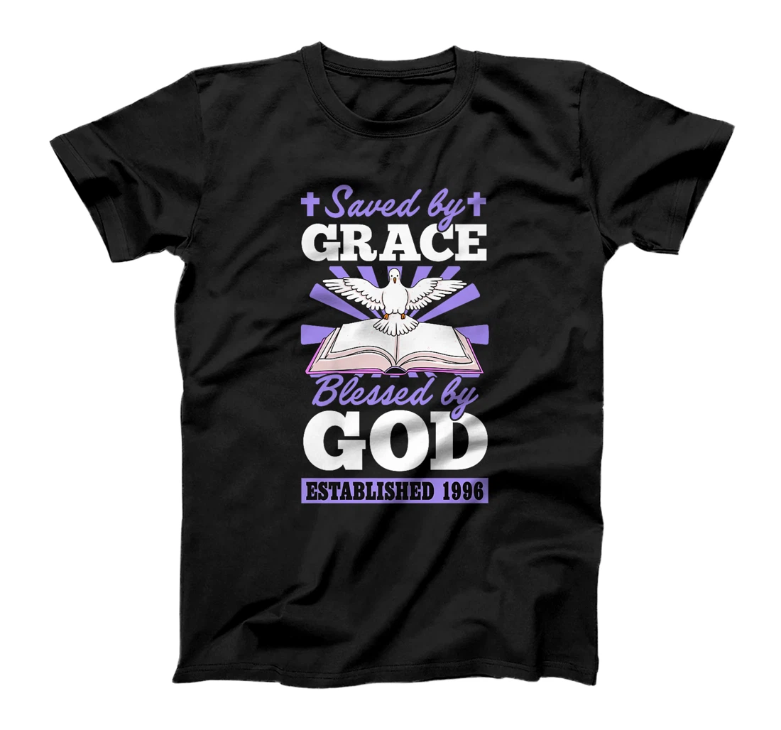 Served By Grace Blessed By God Established 1996 Birth Year Premium T-Shirt