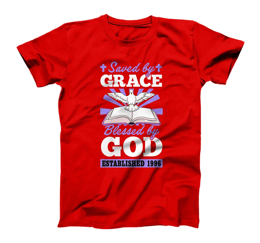 Served By Grace Blessed By God Established 1996 Birth Year Premium T-Shirt