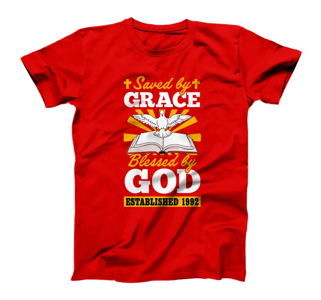 Served By Grace Blessed By God Established 1992 Birth Year Premium T-Shirt
