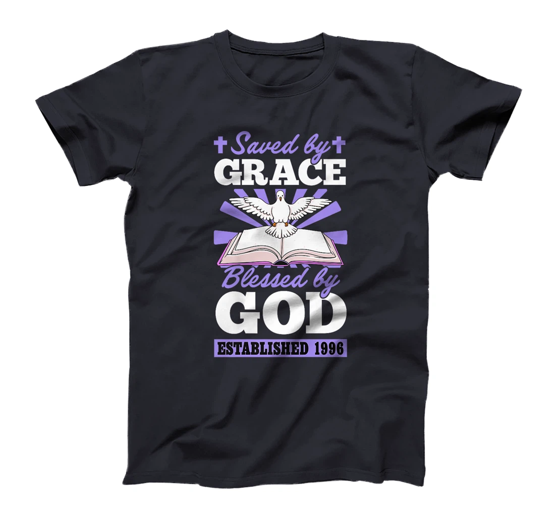 Served By Grace Blessed By God Established 1996 Birth Year Premium T-Shirt