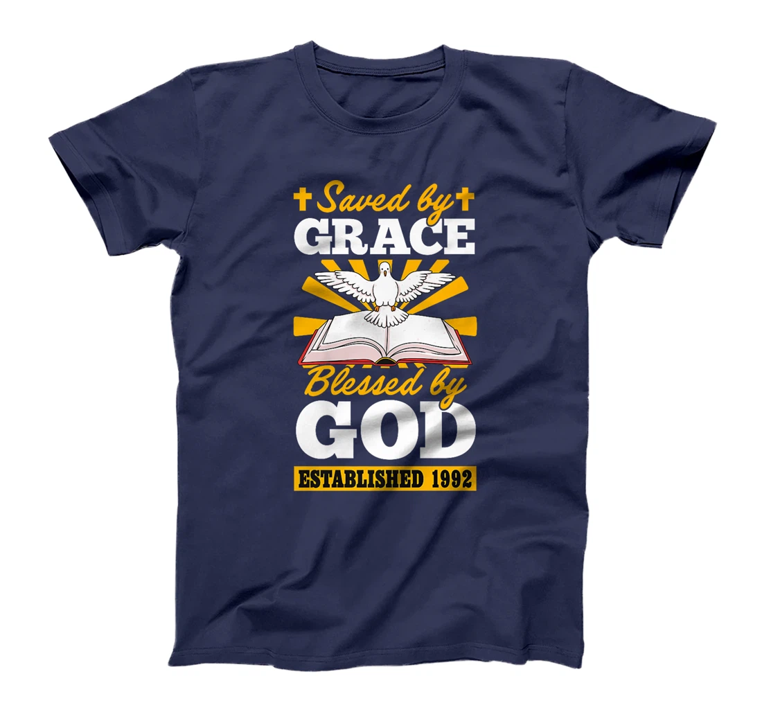 Served By Grace Blessed By God Established 1992 Birth Year Premium T-Shirt
