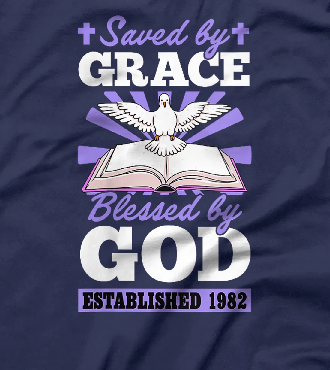 Womens Served By Grace Blessed By God Established 1982 Birth Year T-Shirt