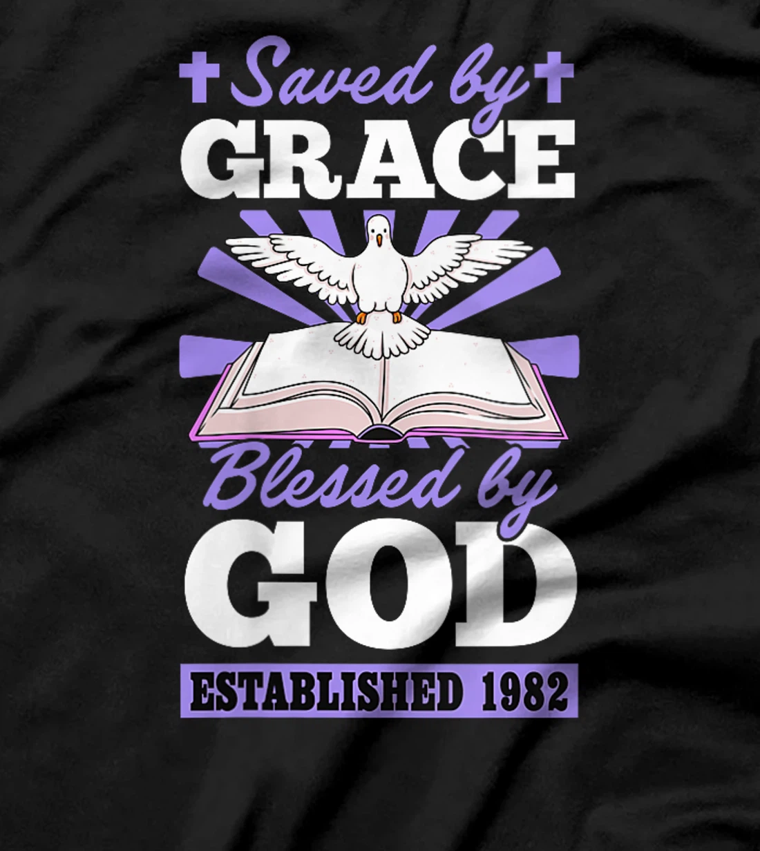 Womens Served By Grace Blessed By God Established 1982 Birth Year T-Shirt