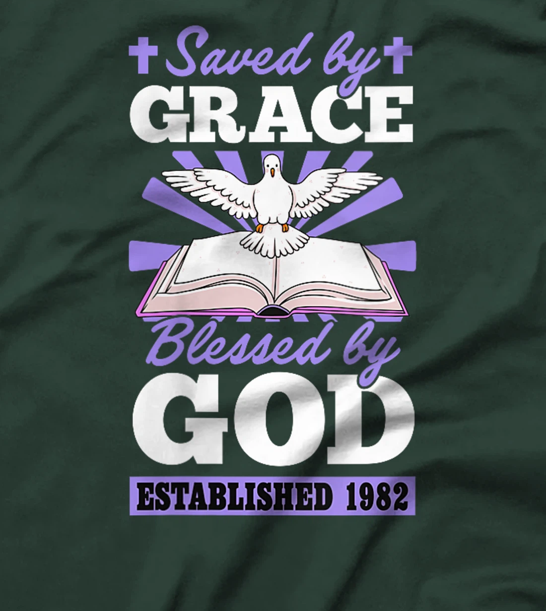 Womens Served By Grace Blessed By God Established 1982 Birth Year T-Shirt