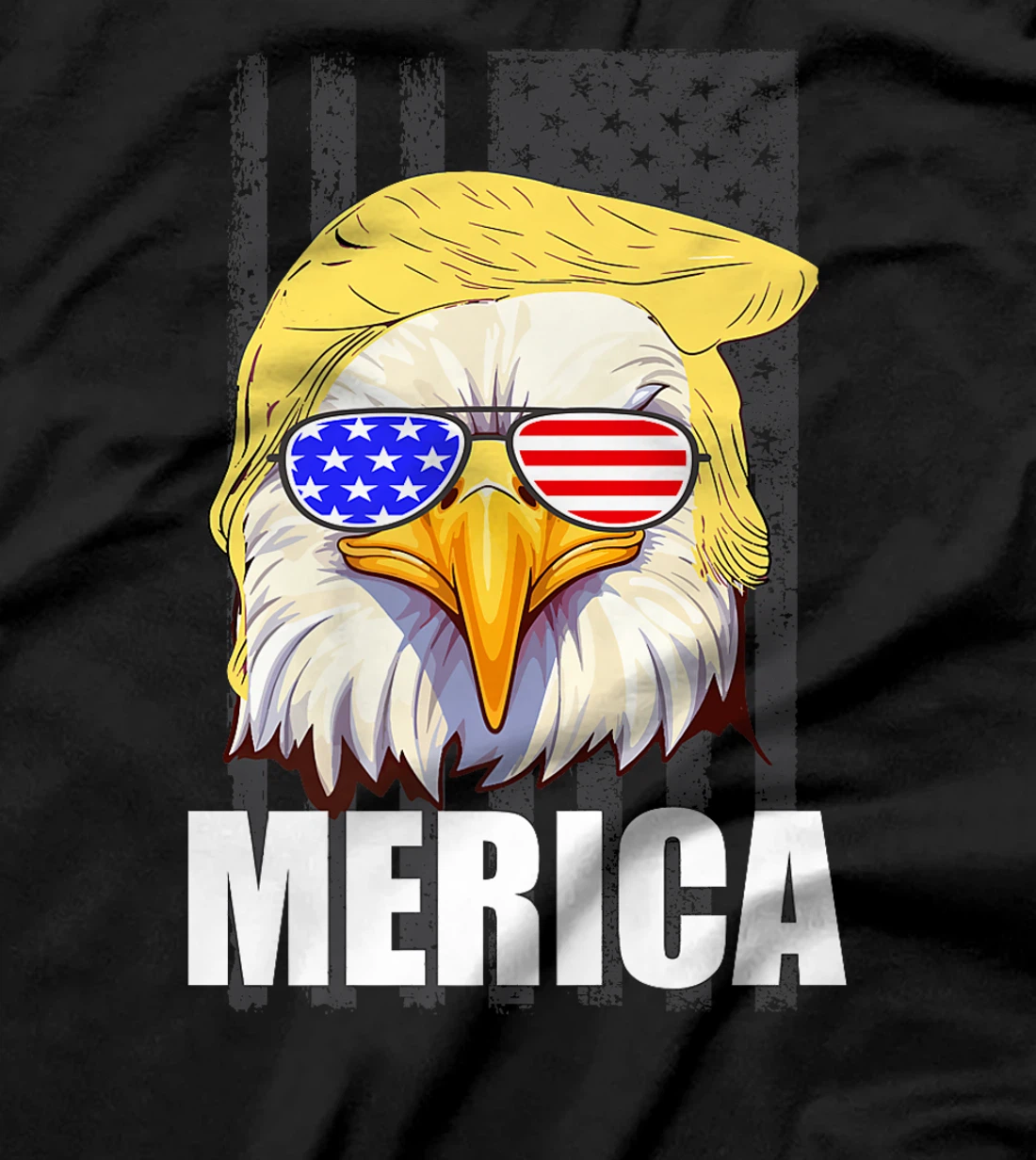 Orange Hair Funny Bald Eagle Merica US Flag Trump July 4th Premium T-Shirt