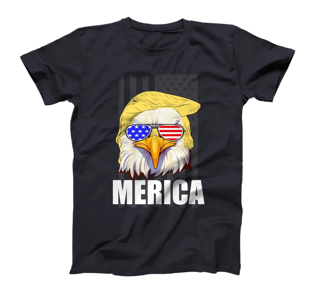 Orange Hair Funny Bald Eagle Merica US Flag Trump July 4th Premium T-Shirt